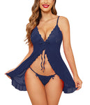 Xs and Os Women's Open Front Ruffled Babydoll Lingerie