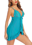 Xs and Os Women's Open Front Ruffled Babydoll Lingerie