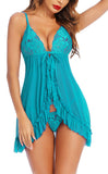 Xs and Os Women's Open Front Ruffled Babydoll Lingerie