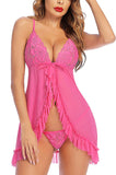 Xs and Os Women's Open Front Ruffled Babydoll Lingerie