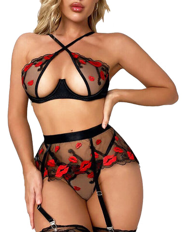 women lingerie set with garter belt